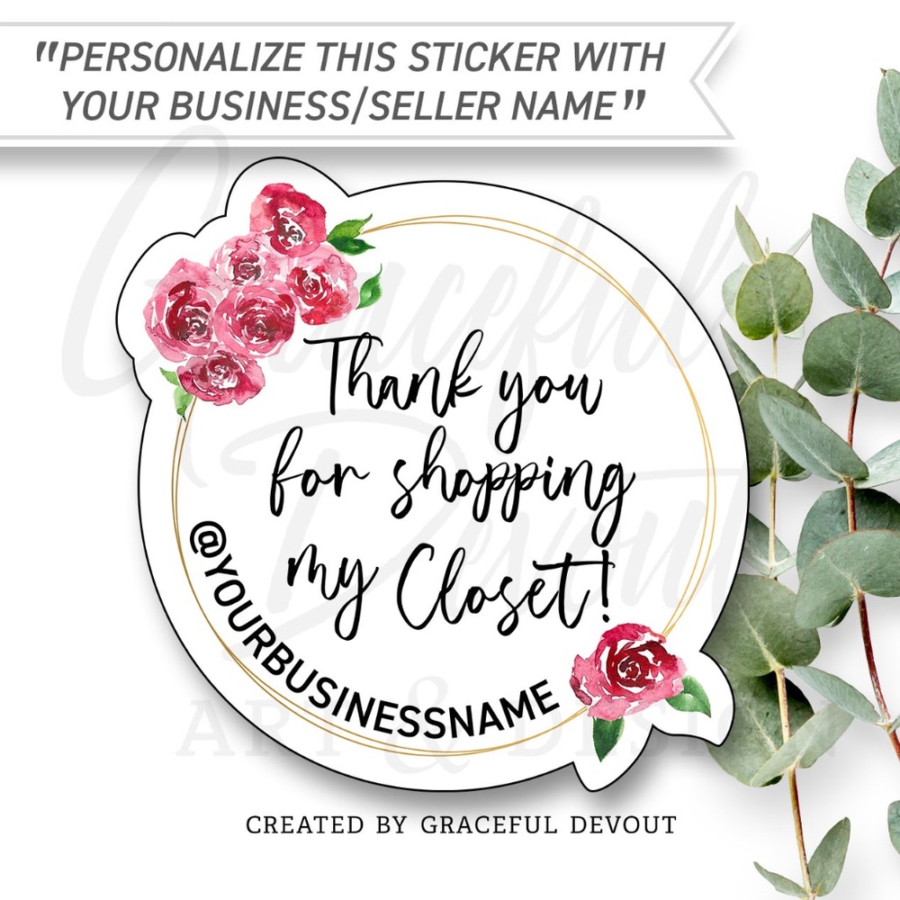 🌹Thank You For Shopping My Closet! - 2" (inches) (48ct.) Stickers